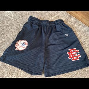 Eric Emanuel NAVY Basketball Shorts with Yankee Detail & EE design | size medium
